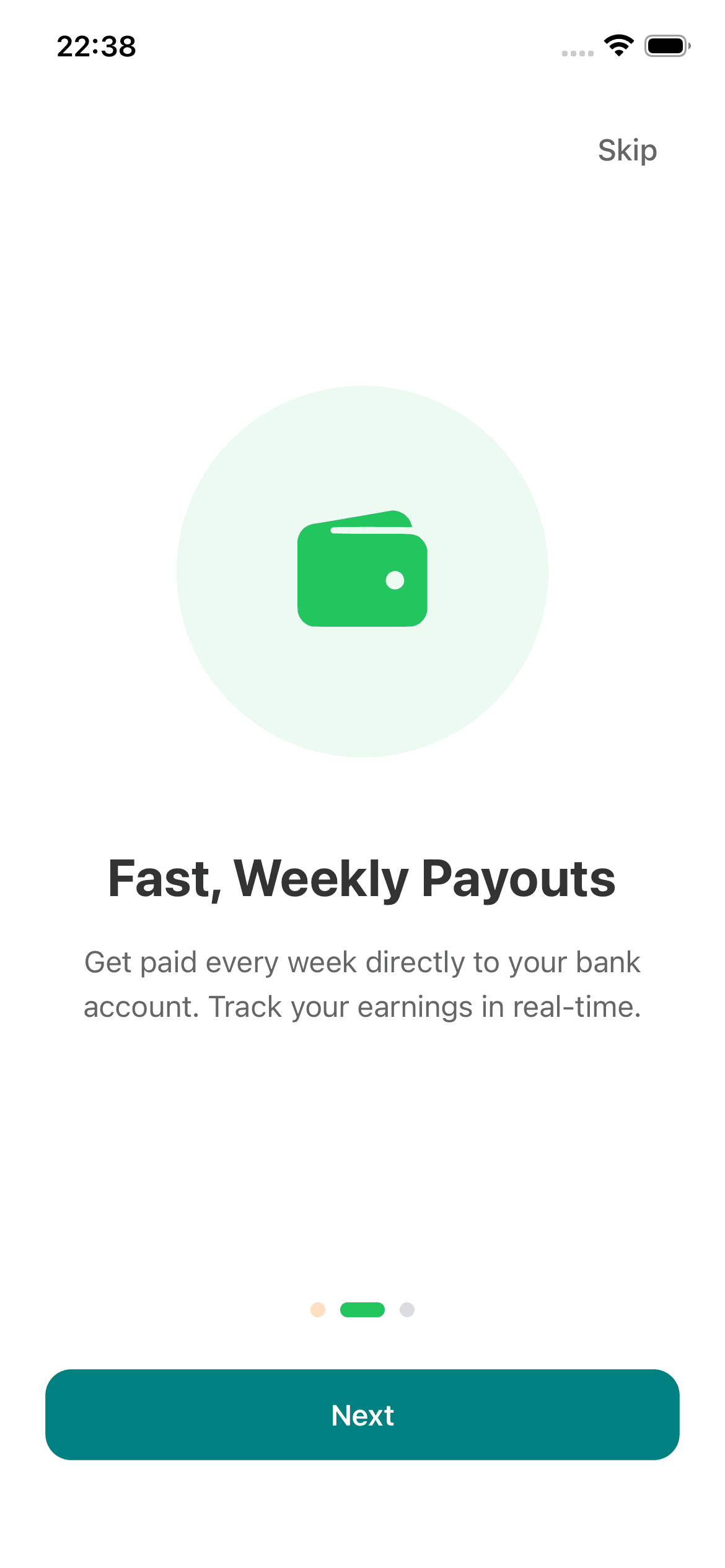 Driver payouts screen