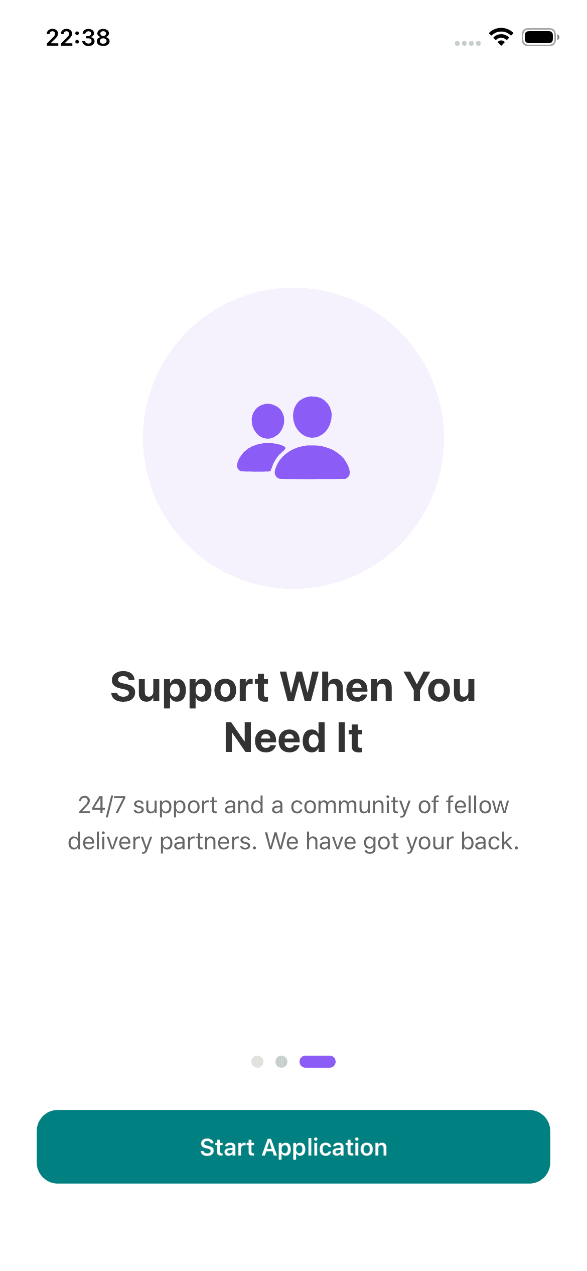 Driver support screen